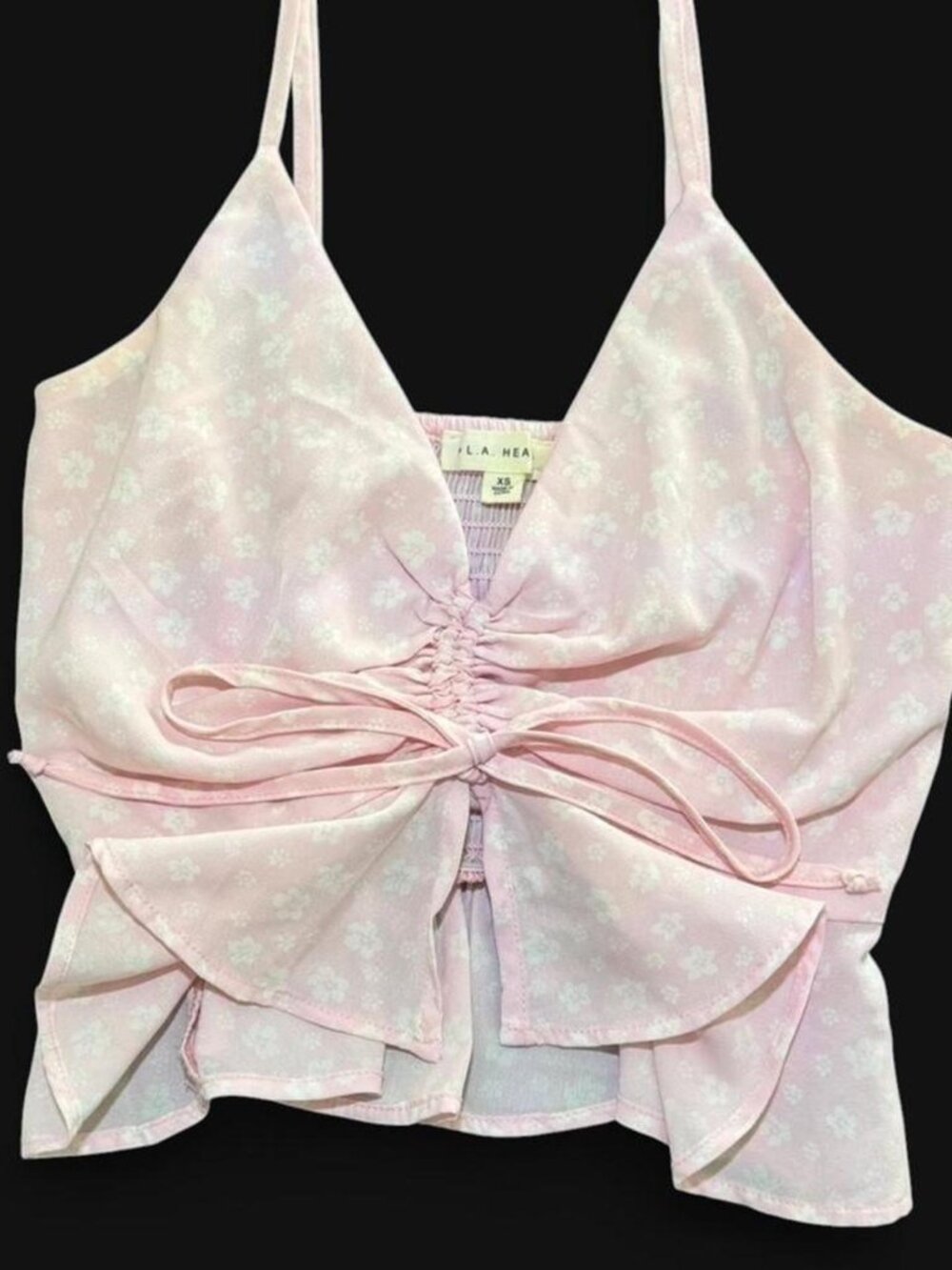 L.A. Hearts Pink Floral Tie Front Cami Top Size XS